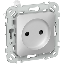 FLITE Розетка без заземления с защитными шторками безвинтовое крепление 10А РСш01-1-ФлА алюминий IEK