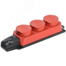 Розетка трехместная ОМЕГА IP44 красная РБ33-1-0м