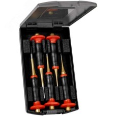 Набор выколоток Standard DIN 6450 с 2К ручкой, 5 предметов (2/3/4/5/6 мм), Cr-V, золотистые, пластиковый кейс