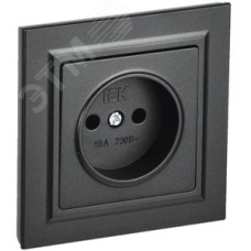 BRITE Розетка 1 пост без заземления без защитных шторок 10А в сборе РСР10-1-0-БрЧ черный IEK