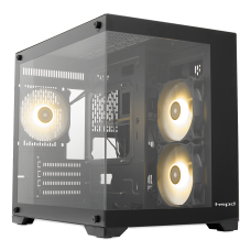 Корпус без блока питания/ Case HSPD F330, Panoramic Mini-tower, Black, TG, 0.5 SPCC, 3x120mm ARGB (FN027) mATX, mITX 160/400/200mm 1x2.5", 2x3.5", 4xPCI 1xUSB-C 3.0, 2xUSB-A1.0 428x280x375mm