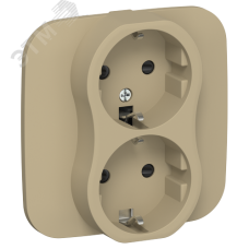 FLITE Розетка 2-местная с заземлением с защитными шторками безвинтовое крепление 16А в сборе РСш12-1-А-ФлХ хаки IEK
