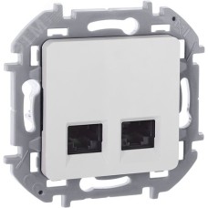 Розетка компьютерная двойная RJ45 категория 6 UTP белый INSPIRIA
