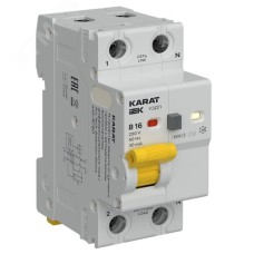 Устройство защиты от дугового пробоя с выключателем автоматическим дифференциального тока 1P+N B 16А 30мА тип A KARAT