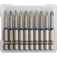 Биты ''ЭКСПЕРТ'' торсионные кованые, обточенные, хромомолибденовая сталь, тип хвостовика E 1/4'', PH1, 50мм, 10шт