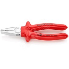 Плоскогубцы комбинированные VDE 1000V резка - проволока средней твердости 38мм твердая проволока 25мм кабель 13мм (16мм) L=200мм диэлектрические хромированные обливные рукоятки