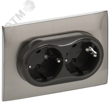 SKANDY Розетка 2-местная с заземлением с защитными шторками 16А в сборе SK-R07N никель IEK