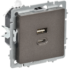 BRITE Розетка USB A+C 45Вт высокоскоростная зарядка РЮ11-2-БрТБ темная бронза IEK