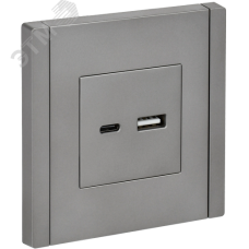 FORTE&PIANO Розетка USB A+C 3,1А FP550 сталь IEK