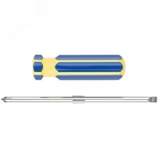 Отвертка с переставным жалом, CrV сталь, сине-желтая пластиковая ручка 6х70 мм PH2/SL6
