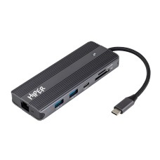 Docking station HIPER USB-C HUB 11in1 (1*USB-C 100W PD, 1*HDMI 4K@60Hz, 2*DP 4K@60Hz, 2*USB-A 3.0 (5Gbps data), 1*USB-C 3.0 (5Gbps data), 1*microSD, 1*SD, 1*3.5mm audio, 1*RJ45 Gb)