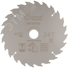 Диск пильный по дереву с тефлоновым покрытием 24Т, Profi plus, 230x1,6/2,4x32/30/25,4/20 мм
