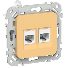 FLITE Розетка 2-местная RJ45/RJ11 категория 5Е/3 UTP РКТ5е/3-2-0-ФлЗ золотарник IEK