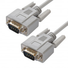 GCR PRO Кабель Premium 5.0m серый RS-232 DB9 M/DB9 M, 30AWG, экран