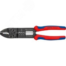 Пресс-клещи для резки и зачистки кабеля опрессовки кабельных наконечников и штекеров 3 гнезда обжим кабельных наконечников с изолятором и кабельных соединителей: 05-60 мм (AWG 20 - 10) j обжим кабельных наконечников без изолятора и кабельных соединителей: