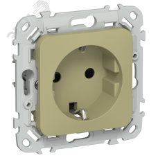 FLITE Розетка с заземлением с защитными шторками безвинтовое крепление 16А РСш11-1-ФлО оливковый IEK