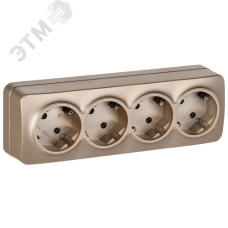 GLORY Розетка 4-местная для открытой установки с заземлением без защитных шторок 16А РС24-3-ХШм шампань матовый IEK