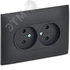 SKANDY Розетка 2-местная без заземления с защитными шторками 10А в сборе SK-R09T титан IEK