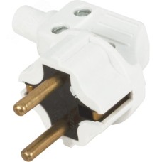 Вилка электрическая В16-001 ''Евро'' с заземлением, угловая, белая 16 А