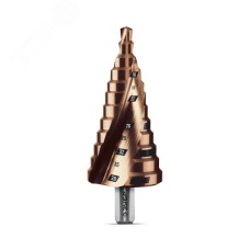 Сверло ступенчатое, винтовая проточка, КОБАЛЬТ 6-38мм, 12 ступеней, ПРОФЕССИОНАЛ