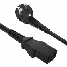 GCR PRO Кабель питания PROF черный, 2.0m, евровилка угловая Schuko - С13, 3*1,0mm, медь