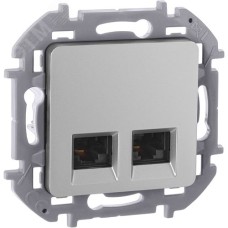 Розетка компьютерная двойная RJ45 категория 5Е UTP алюминий INSPIRIA