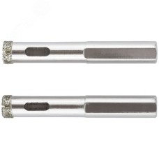 Коронки кольцевые по керамограниту, камню и кафелю алмазные, набор 2 шт, 10х67 мм