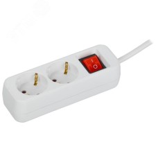 UMA Удлинитель У02К 2 места 5м 3х1мм2 10А бел. IEK с кнопкой