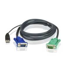 Кабель KVM  USB(тип А Male)+HDB15(Male) <->  SPHD15(Male) 5,0м., черный./ATEN/ CABLE HD15M/USB A(M)--SPHD15M, 5M
