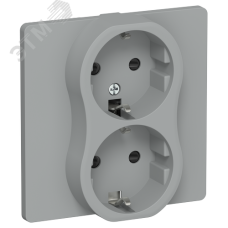 FLITE Розетка 2-местная с заземлением с защитными шторками 16А в сборе РСш12-0-К-ФлС серый IEK