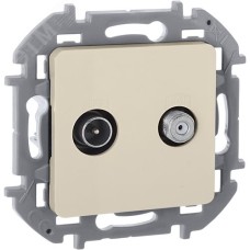 Розетка двойная TV+SAT тип звезда двухкабельная слоновая кость INSPIRIA