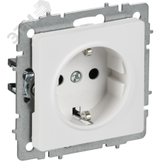 BRITE Розетка 1-местная с заземлением с защитными шторками 16А РС14-1-0-БрАБ арктический белый IEK