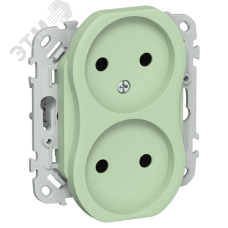 FLITE Розетка 2-местная без заземления без защитных шторок безвинтовое крепление 10А РС02-1-ФлФ фисташковый IEK