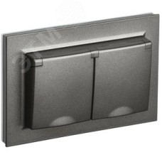 BRITE Розетка 2-местная с заземлением с защитными шторками и крышкой 16А в сборе IP44 РСбш12-3-44-БрТБ темная бронза