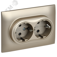 SKANDY Розетка 2-местная с заземлением с защитными шторками 16А в сборе SK-R07Sh шампань IEK