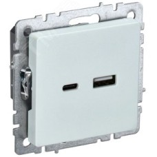 BRITE Розетка USB A+C 18Вт РЮ11-1-БрЖ жемчуг