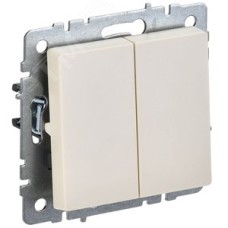 BRITE Выключатель двухклавишный 10А ВС10-2-0-БрКр бежевый
