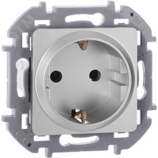 Розетка 1-местная с заземлением без защитных шторок 16А алюминий INSPIRIA