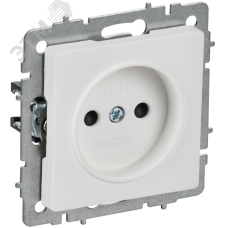 BRITE Розетка 1-местная без заземления с защитными шторками 10А РСш10-2-БрАБ арктический белый IEK