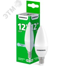 Лампа светодиодная C35 свеча 12Вт 230В 6500К E14 GENERICA
