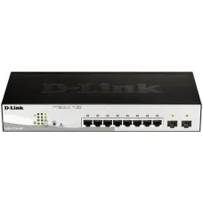 Коммутатор/ DGS-1210-10P/FL Managed L2 Switch 8x1000Base-T PoE, 2x1000Base-X SFP, PoE Budget 65W, Surge 6KV, CLI
