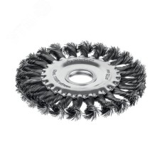 Щетка дисковая для УШМ, жгутированная стальная проволока 0.5 мм, посад. 22 мм, 125х22 мм