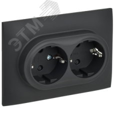 SKANDY Розетка 2-местная с заземлением с защитными шторками 16А в сборе SK-R07G графит IEK