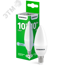 Лампа светодиодная C35 свеча 10Вт 230В 6500К E14 GENERICA