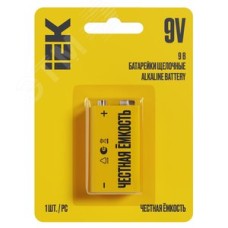 Батарейка щелочная Alkaline 6LR61 9V (1шт/блистер) IEK