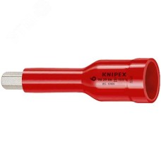 Головка торцевая VDE 1000V DR 3/8 с насадкой для винтов с внутренним шестигранником 10 мм диэлектрическая L-75 мм