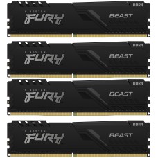Память оперативная/ Kingston 64GB 3200MT/s DDR4 CL16 DIMM (Kit of 4) 1Gx8 FURY Beast Black