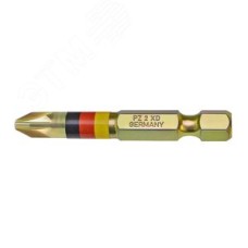 Бита магнитная PZ2x50 мм 1/4'' E6.3 Extra-hard повышенной твердости, с флагом