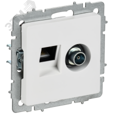 BRITE Розетка двойная TV+RJ45 кат.5E РТВ/РК12-БрАБ арктический белый IEK