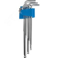 Набор ключей имбусовых ''ЭКСПЕРТ'' длинные с шариком,Cr-Mo,сатинир покрытие,эргоном держатель,HEX 1,5 - 10 мм,9шт